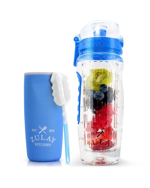 Zulay Kitchen Portable Flip Top Lid Water Bottle with Fruit Infuser