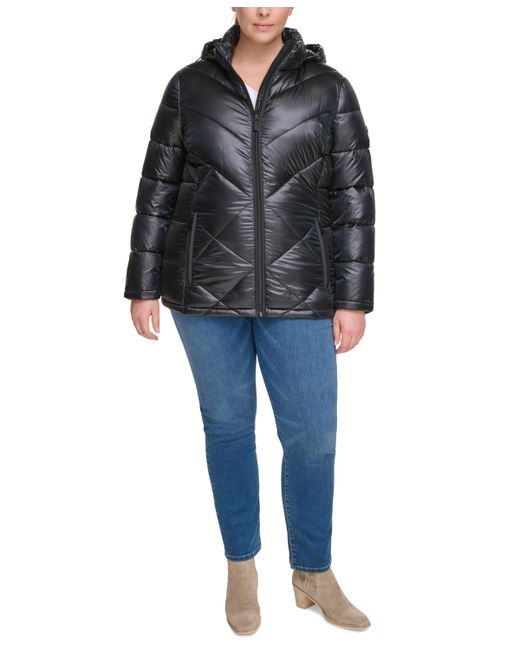 Calvin Klein Plus Shine Hooded Packable Puffer Coat Created for