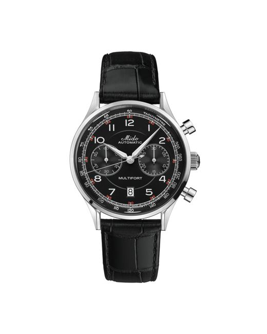 Mido Swiss Automatic Chronograph Multifort Patrimony Leather Strap Watch 42mm
