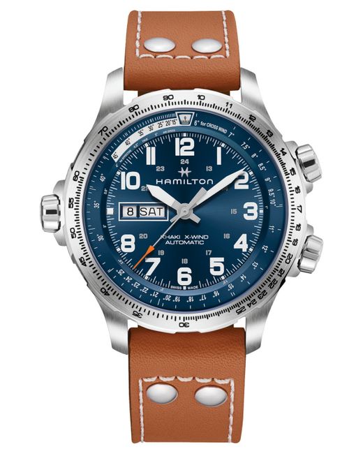 Hamilton Swiss Khaki X-Wind Leather Strap Watch 45mm
