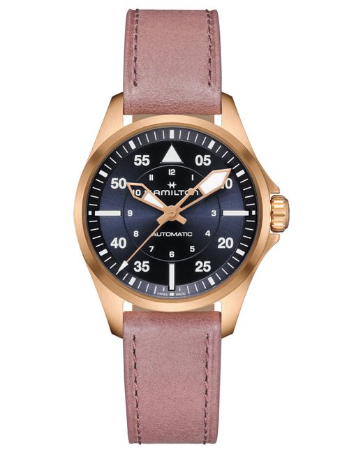 Hamilton Swiss Automatic Khaki Aviation Leather Strap Watch 36mm
