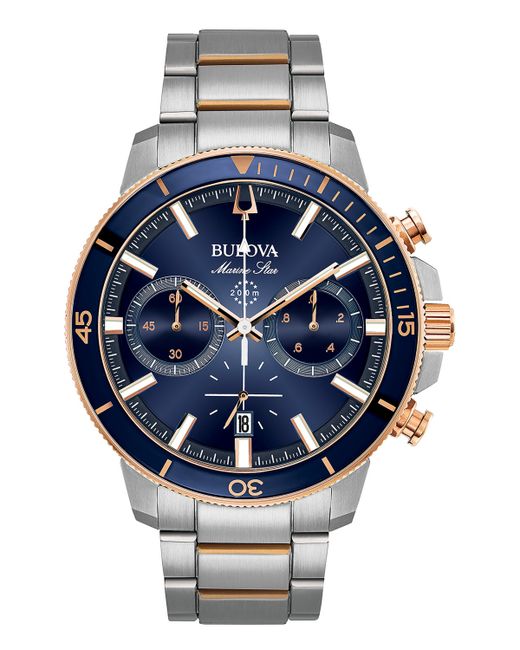 Bulova Chronograph Marine Star Stainless Steel Bracelet Watch 45mm