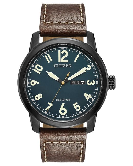 Citizen Eco-Drive Military Leather Strap Watch 42mm