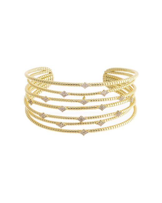 By Adina Eden Pave Accented Multi Row Open Bangle Bracelet