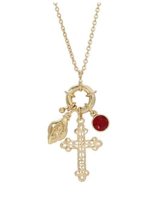 Symbols of Faith 14K Gold-Dipped Stone and Cross Charm Necklace