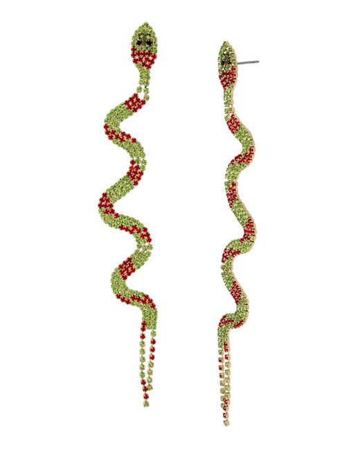 Betsey Johnson Faux Stone Christmas Snake Linear Earrings