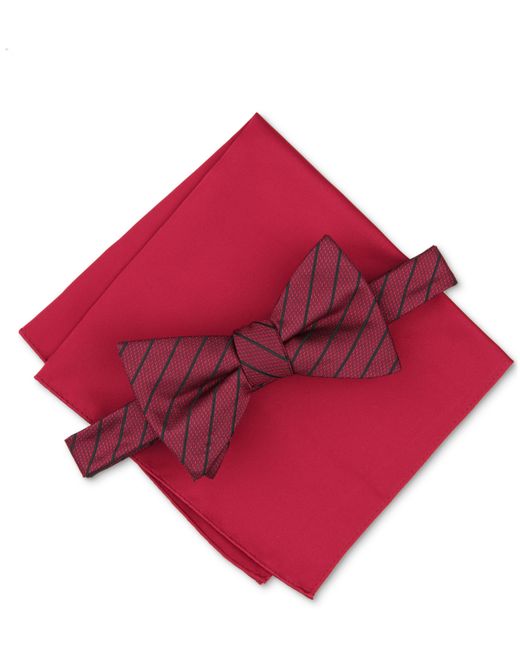 Alfani Linden Stripe Bow Tie Solid Pocket Square Set Created for