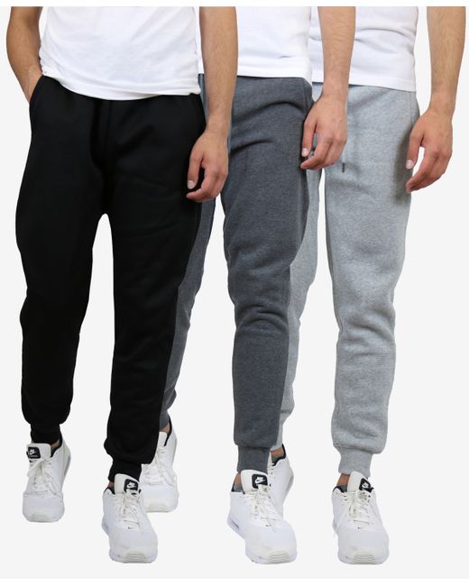 Galaxy By Harvic Slim Fit Heavyweight Classic Fleece Jogger Sweatpants Pack of 3 Charcoal Heather Gray