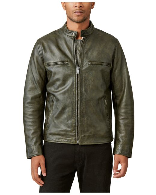 Lucky Brand Washed Leather Zip-Front Bonneville Jacket