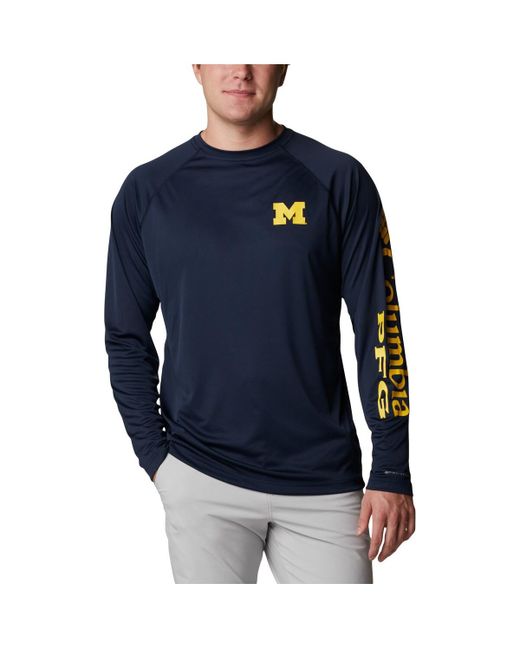 Columbia Michigan Wolverines Terminal Tackle Omni-Shade Raglan Long Sleeve T-shirt