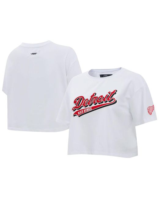 Pro Standard Detroit Red Wings Boxy Script Tail Cropped T-shirt