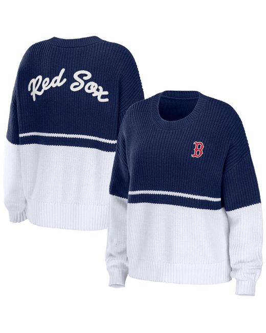 Wear By Erin Andrews White Boston Red Sox Chunky Pullover Sweater