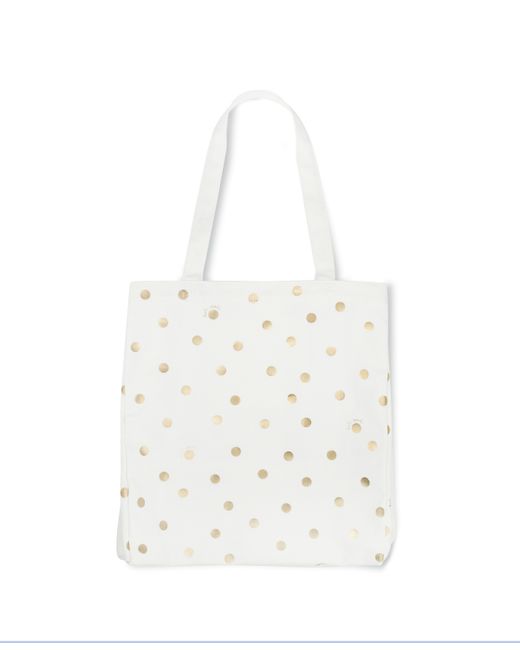 Kate Spade New York New York Canvas Tote with Gold Polka Dots