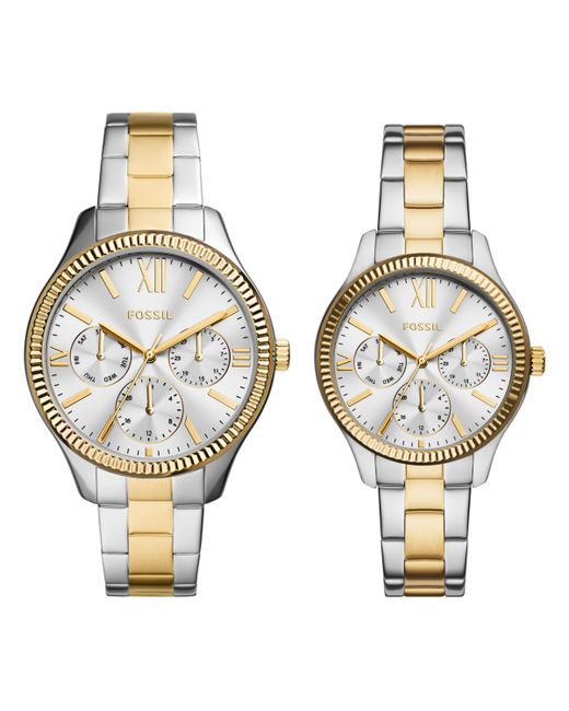 Fossil His and Hers Multifunction Stainless Steel Watch Set 42mm 36mm