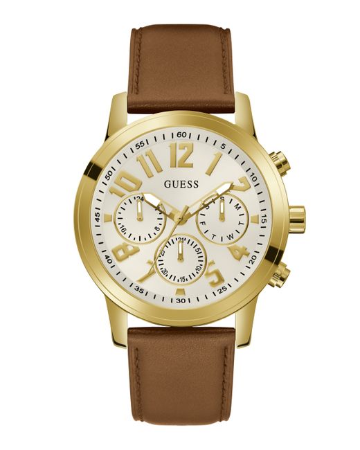 Guess Analog Genuine Leather Watch 44mm