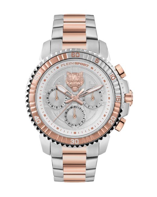Plein Sport Chronograph Date Quartz Powerlift Rose Gold-Tone and Tone Stainless Steel Bracelet Watch 45mm