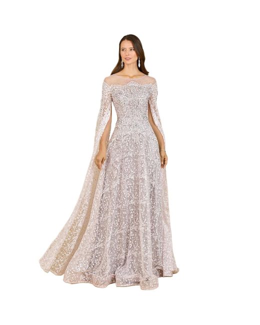 Lara Lace Gown with Dramatic Cape Sleeves