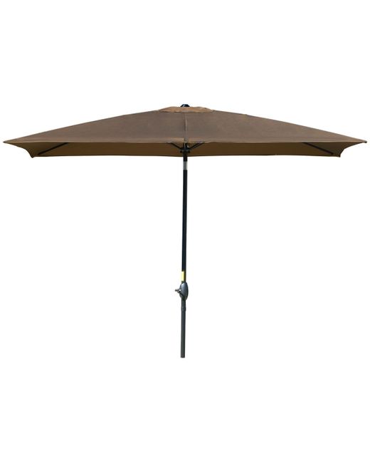 Outsunny 6.5 x 10 Rectangular Market Umbrella Patio Outdoor Table with Crank and Push Button Tilt Coffee