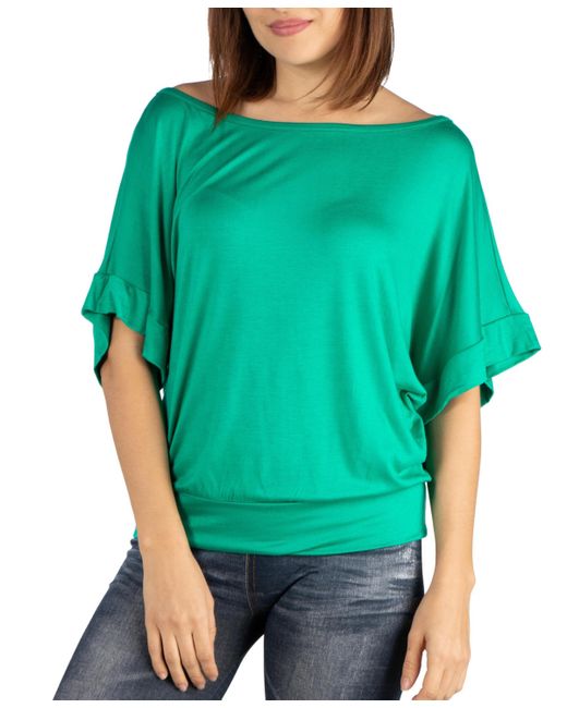 24seven Comfort Apparel Loose Fit Dolman Top With Wide Sleeves