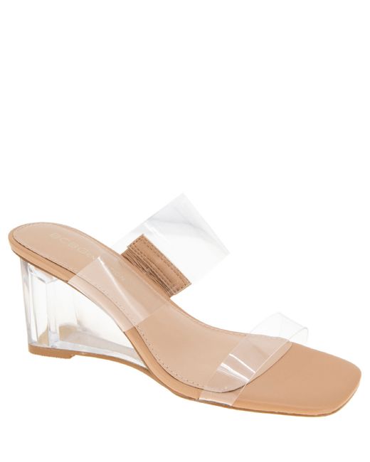 BCBGeneration Lorie Double Band Wedge Sandal Tan