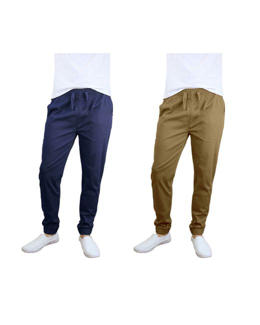 Galaxy By Harvic Basic Stretch Twill Joggers Pack of 2 Brown