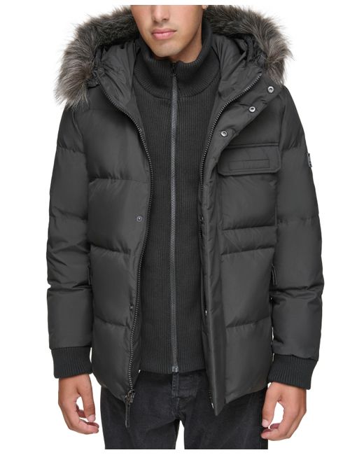 Marc New York Nisko Short Channel Quilted Puffer Jacket with Faux Fur Hood