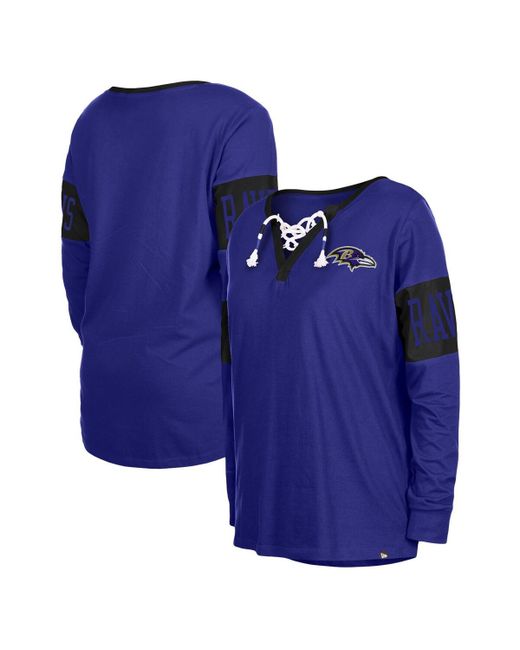 New Era Black Baltimore Ravens Lace-Up Notch Neck Long Sleeve T-shirt