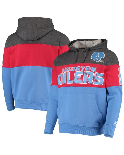 Starter and Red Houston Oilers Extreme Fireballer Throwback Pullover Hoodie