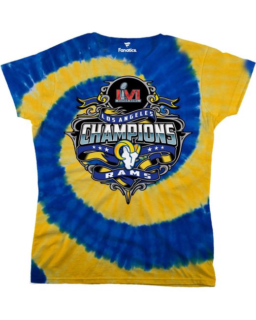 Fanatics Gold Los Angeles Rams Super Bowl Lvi Champions Tie-Dye T-shirt