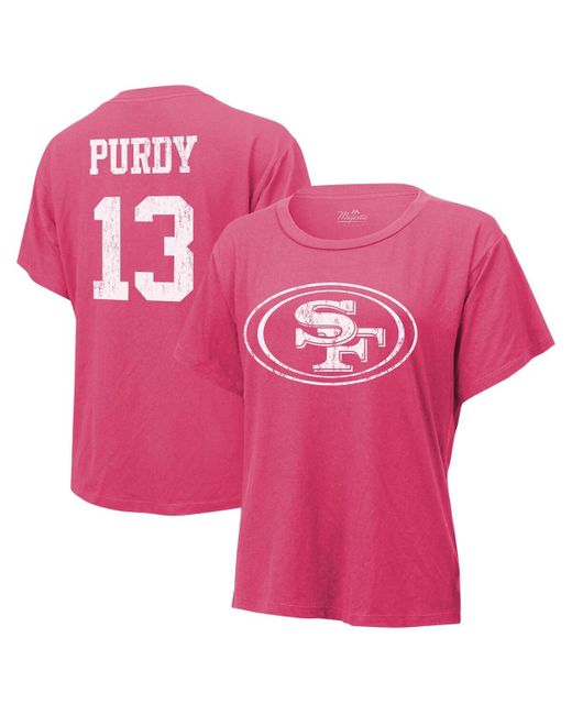 Majestic Threads Brock Purdy Distressed San Francisco 49ers Name and Number T-shirt