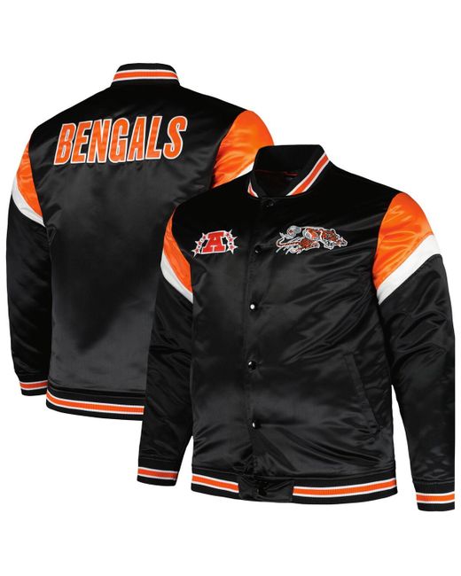 Mitchell & Ness Distressed Cincinnati Bengals Big and Tall Satin Full-Snap Jacket