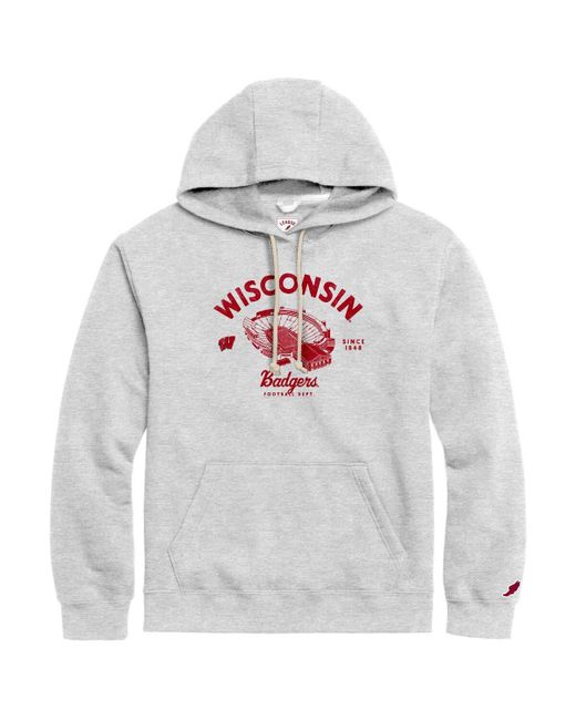 League Collegiate Wear Distressed Wisconsin Badgers Stadium Essential Pullover Hoodie