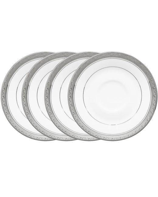 Noritake Crestwood Platinum Set of 4 Saucers Service For