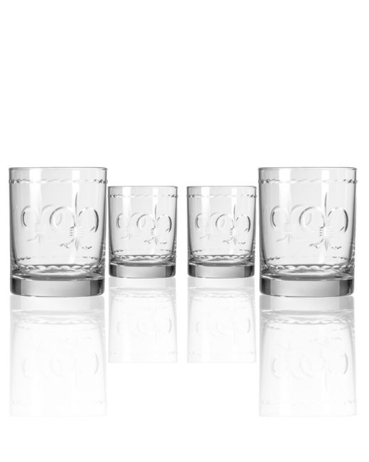 Rolf Glass Fleur De Lis Double Old Fashioned 14Oz Set Of 4 Glasses