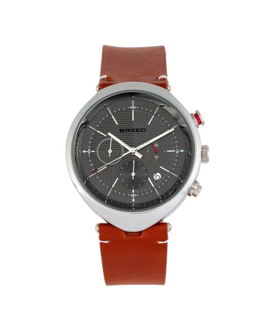 Breed Tempest Leather Watch Grey 43mm grey