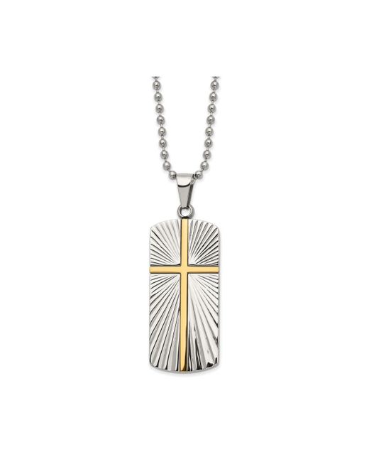 Chisel Polished Ip-plated Cross Dog Tag Ball Chain Necklace