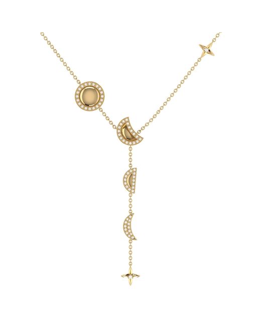 LuvMyJewelry Moon Stages Design Gold Plated Sterling Silver Diamond Necklace