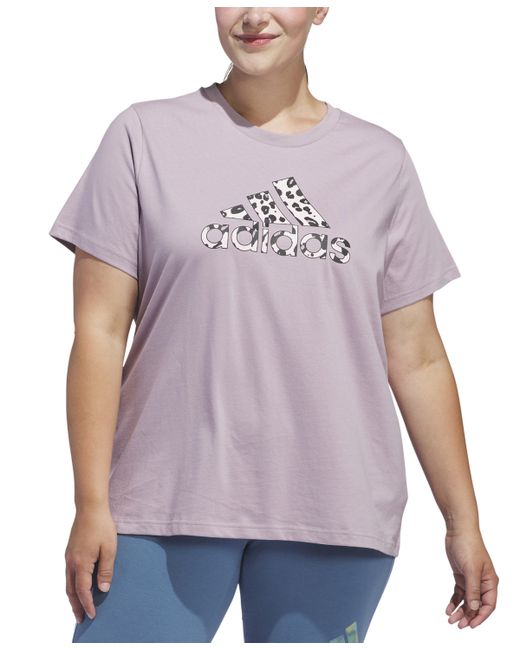 Adidas Plus Cotton Animal-Print Logo Short-Sleeve T-Shirt