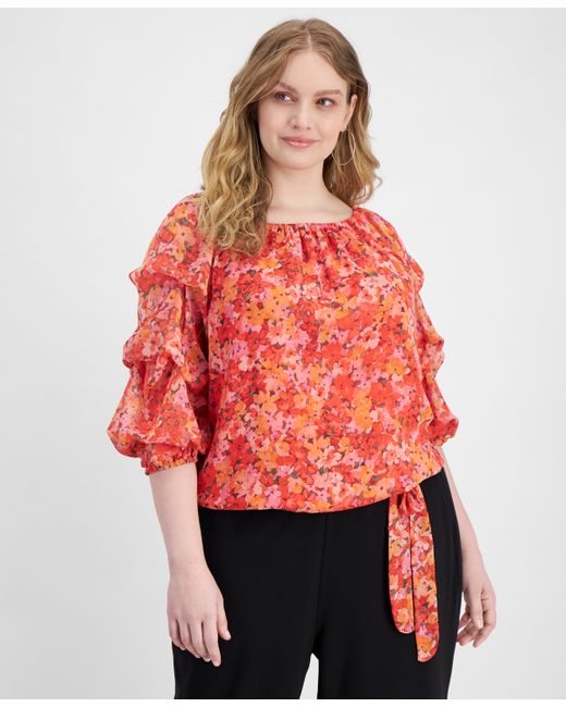 Vince Camuto Plus Off-The-Shoulder Tiered-Sleeve Blouse