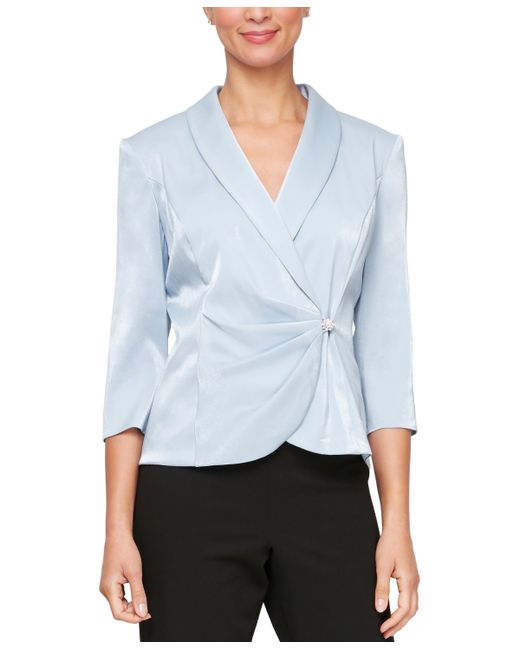 Alex Evenings Structured Shawl-Collar Blouse