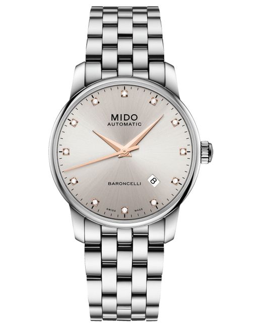 Mido Swiss Automatic Baroncelli Diamond 1/10 ct. t.w. Stainless Steel Bracelet Watch 38mm