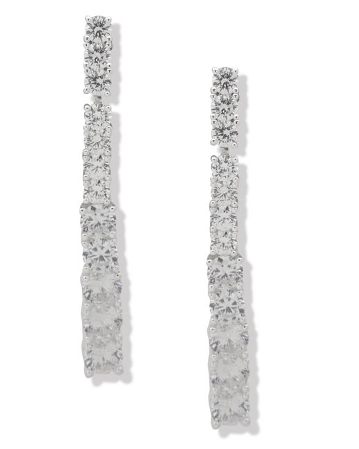 AK Anne Klein Silver-Tone Graduated Crystal Linear Drop Earrings