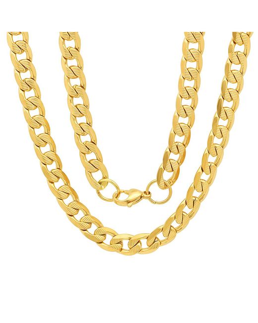 SteelTime 18k Plated Accented 10mm Figaro Chain Link 24 Necklaces