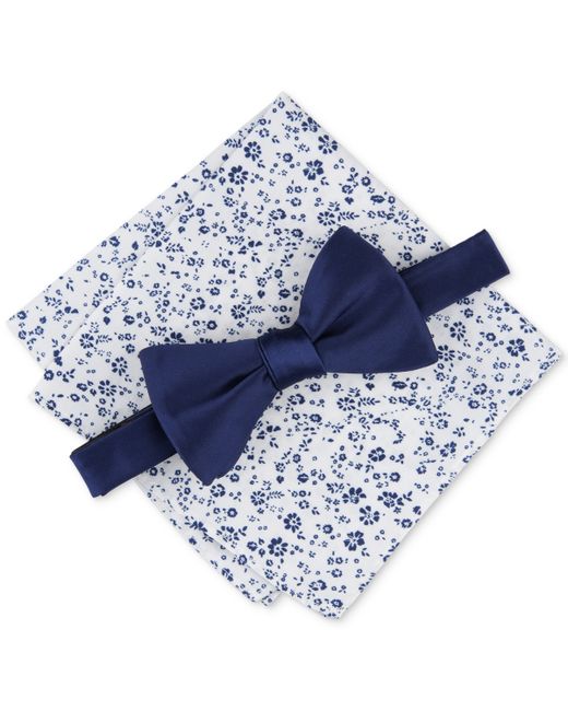 Bar III Logan Solid Bow Tie Floral Pocket Square Set Created for