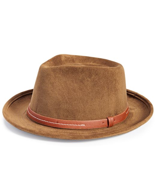 Scala Faux-Suede Belted Fedora