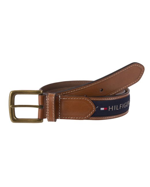 Tommy Hilfiger Tri Ribbon Inlay Leather Belt