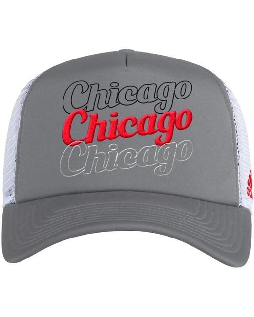 Adidas White Chicago Blackhawks Foam Trucker Snapback Hat