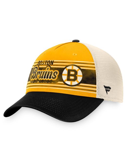 Fanatics Black Distressed Boston Bruins Heritage Vintage-Like Trucker Adjustable Hat