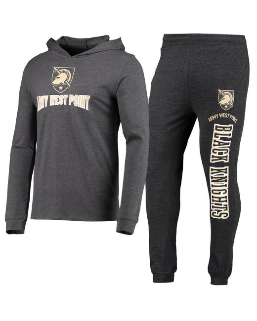 Concepts Sport Heather Charcoal Army Knights Meter Long Sleeve Hoodie T-shirt and Jogger Pajama Set