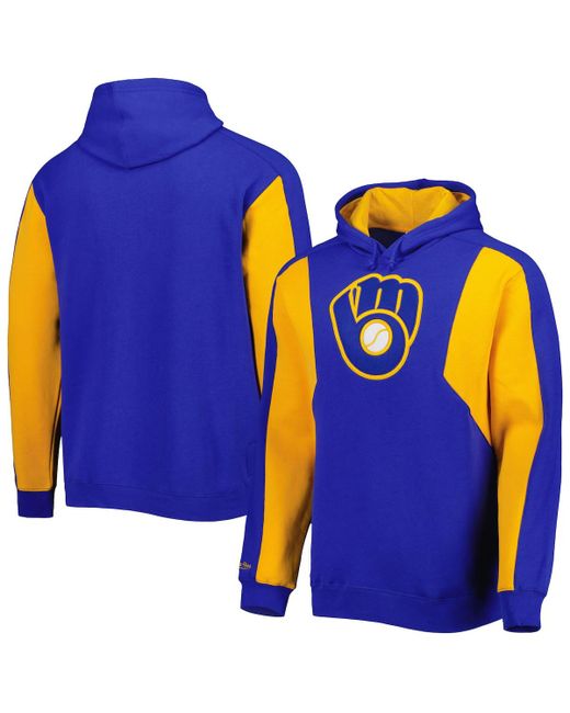 Mitchell & Ness Gold Milwaukee Brewers Colorblocked Fleece Pullover Hoodie